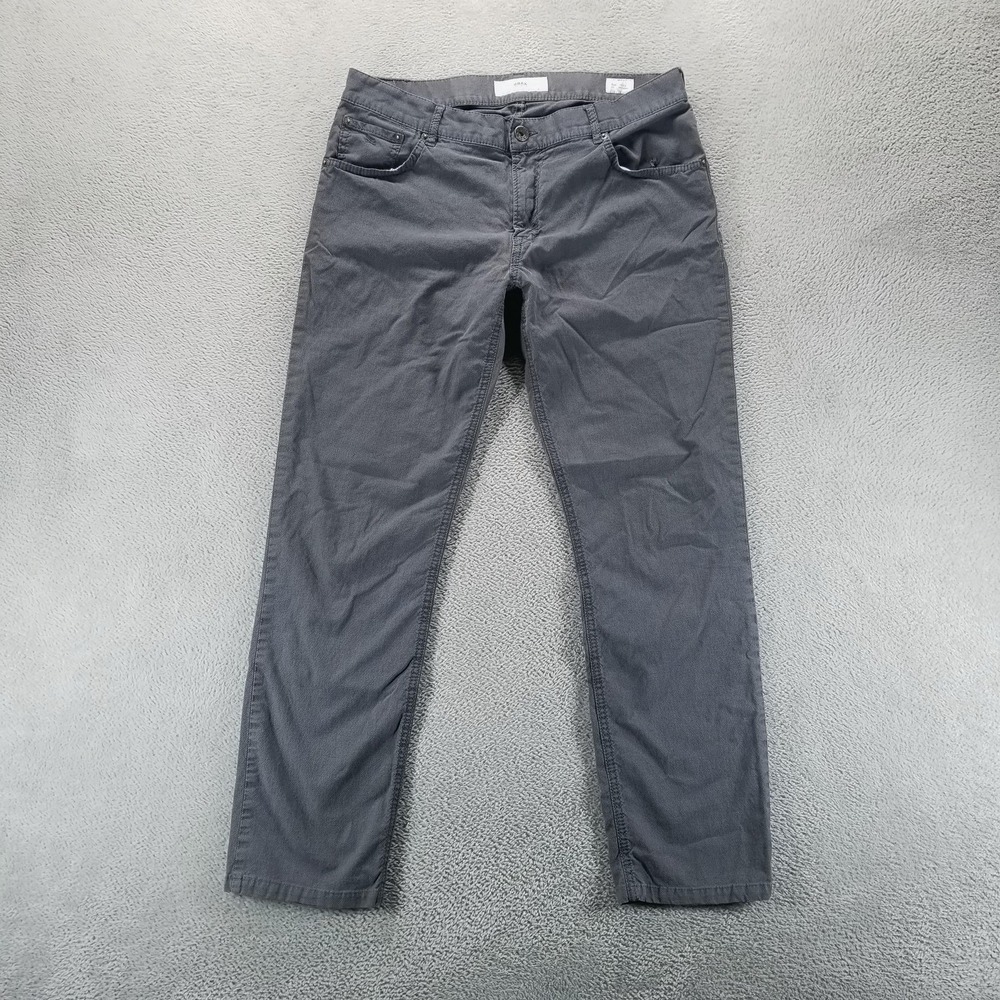 Brax Pants Mens 34 Gray Chuck Modern Fit Check Chino Stretch Office Work